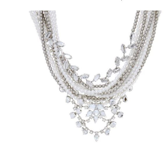 Necklace Set - Queen - Pearls, Silver Beads, & Bling