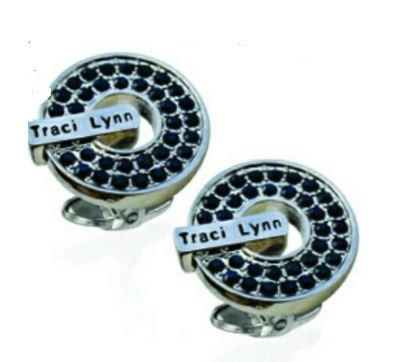 Cuff Link - TL Brand - Silver & Black Stones