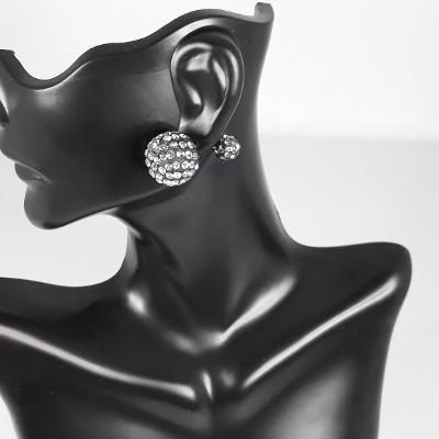 Earrings - Black & White Bling Muffs