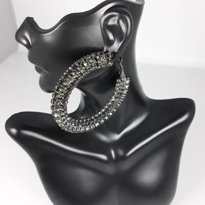 Earrings - Hematite Bling Large Hoops (heavy)