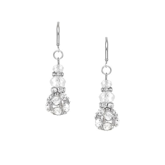 Earrings - Chandlier - Silver Clear & Bling