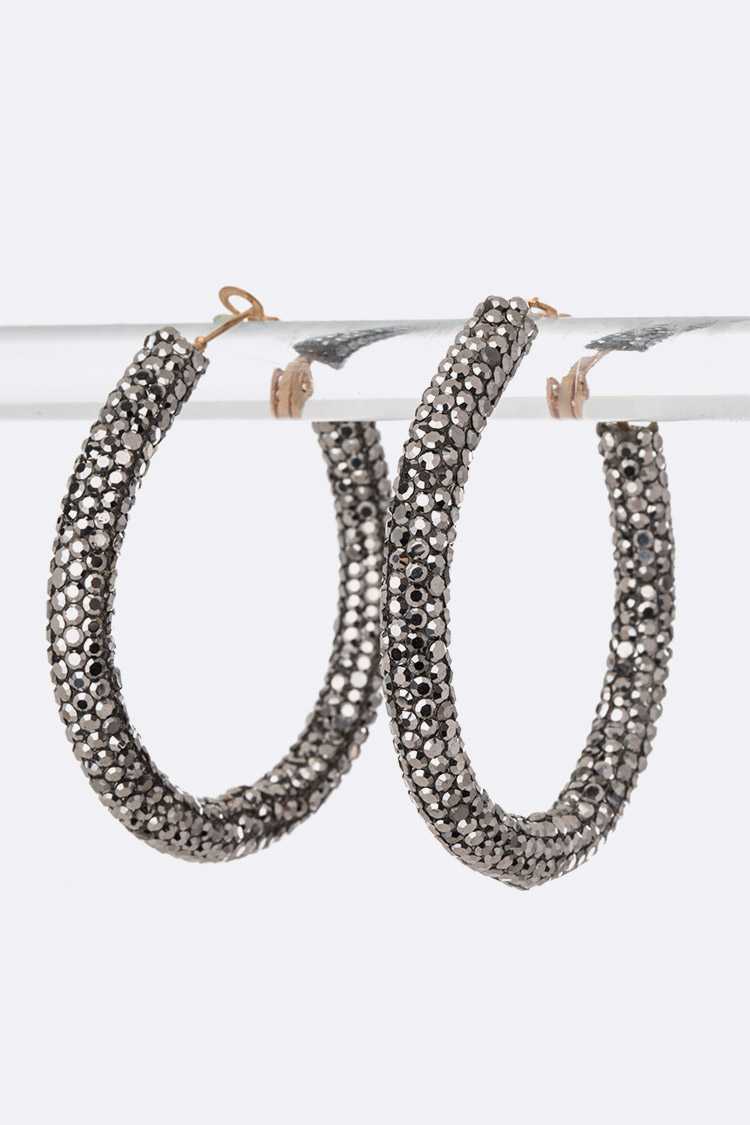 Earrings - Glitter Hoops - Hematite
