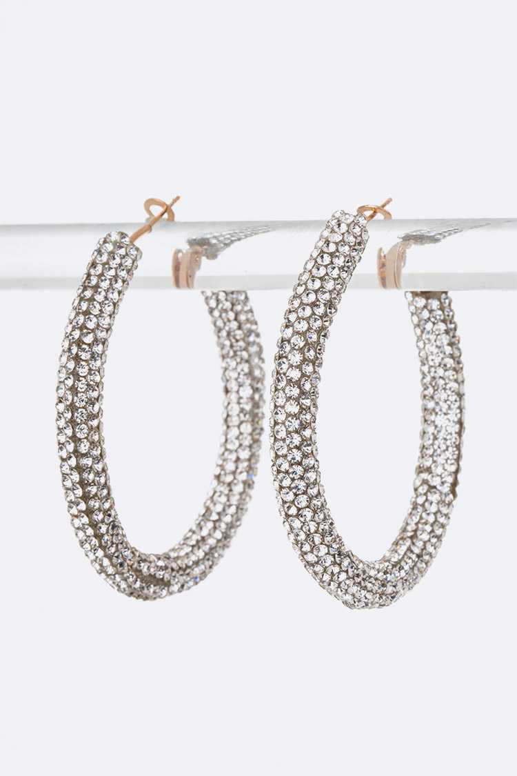 Earrings - Glitter Hoops - White