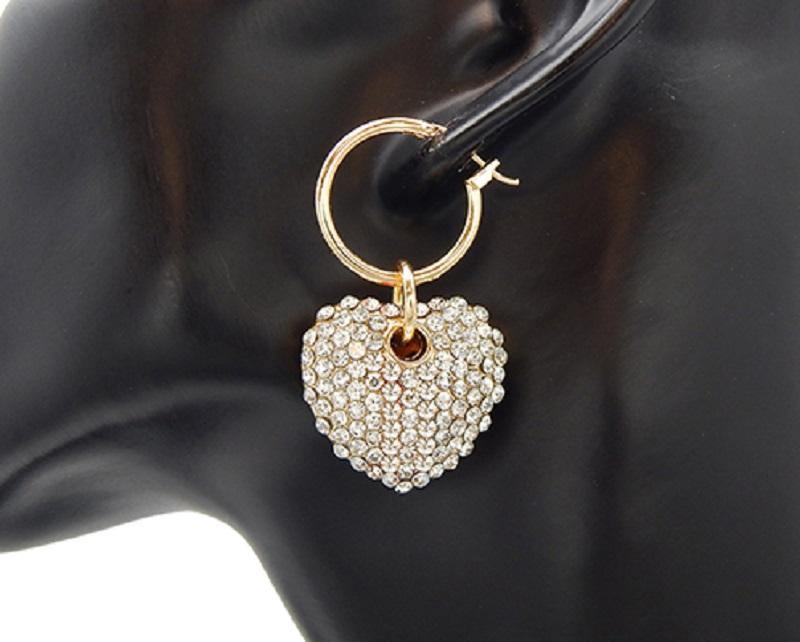 Earrings - Heart Charm - Gold