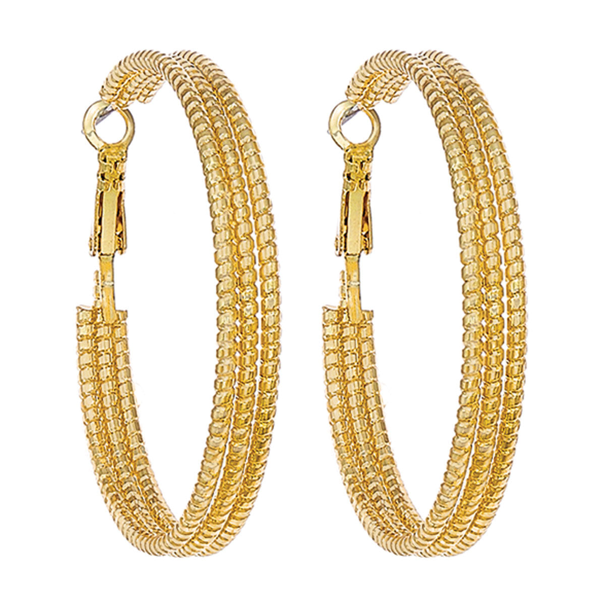 Earrings - Triple Play Earrings - Gold