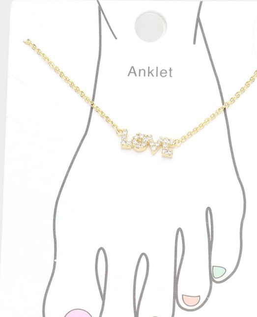 Foot Jewelry - Gold Bling Love Anklet