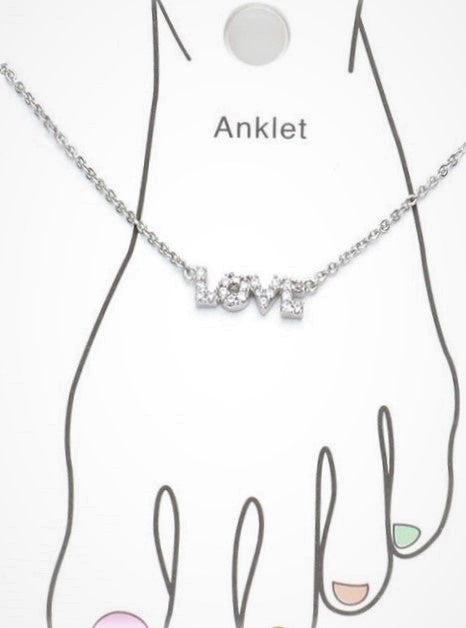 Foot Jewelry - Silver Bling Love Anklet