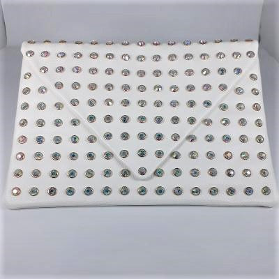 Handbag - Envelope Clutch - White AB Stones