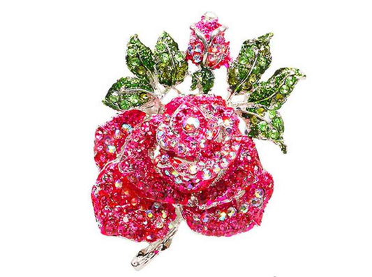 Brooch - Hot Pink Rose