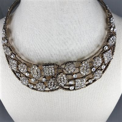 Necklace - Antique Gold Bling Magnetic Collar