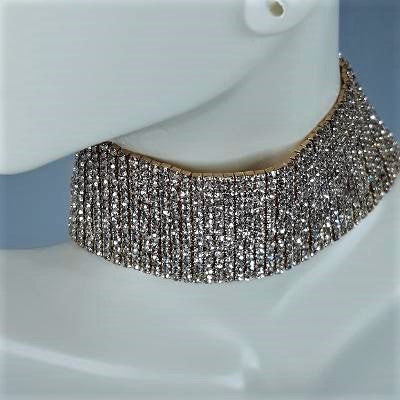 Necklace - Gold Wide Bling Coker