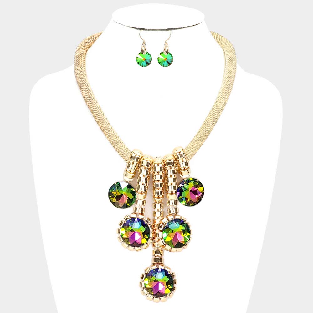 DROPPED ROUND STONE NECKLACE