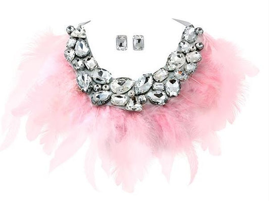 Necklace Set - It's All About The Feathers - Pink