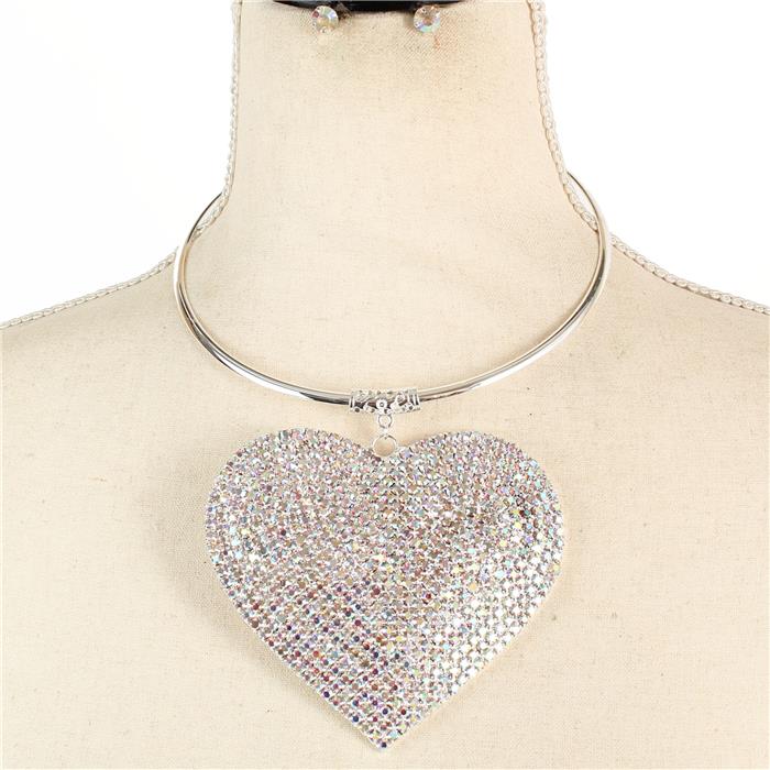 METAL RHINESTONE CHOKER SET