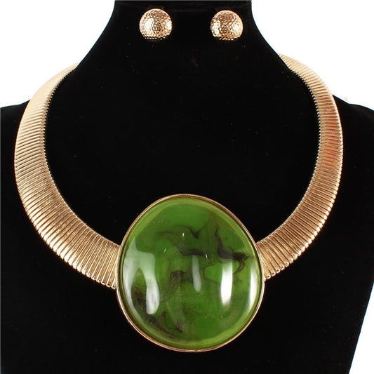 Necklace Set - Fashion Ball Necklace - Green