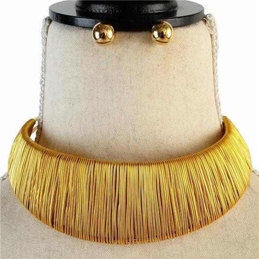 Necklace Set - Gold Wire collar Choker