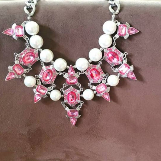 Necklace Set - Hail The Queen - Pink - Necklace & Earrings