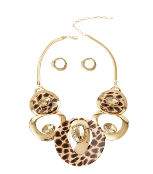 Necklace Set - Circular Pattern - Leopard