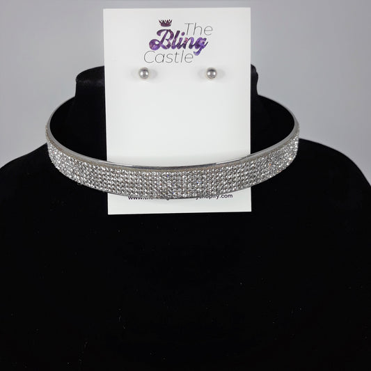 Necklace Set - Let's Party Choker Silver - Slim