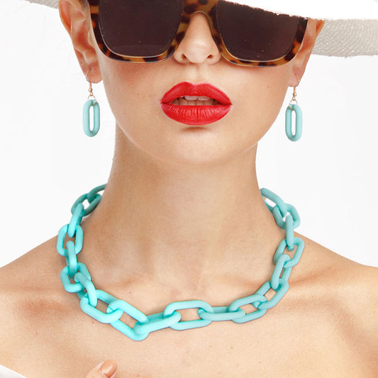 MINT RUBBER COATED CHAIN NECKLACE