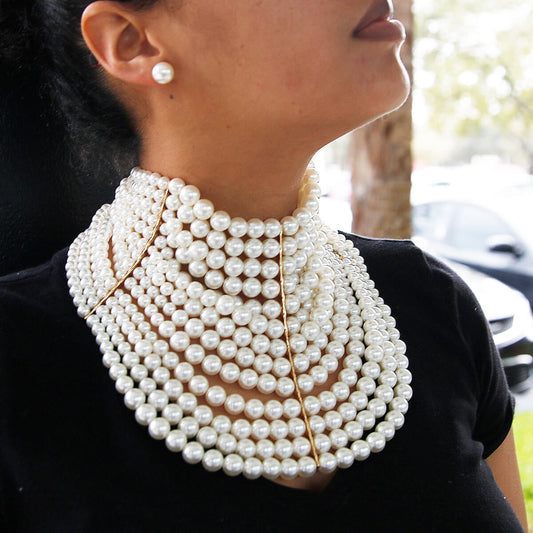 Necklace Set - Pearl Collar Choker