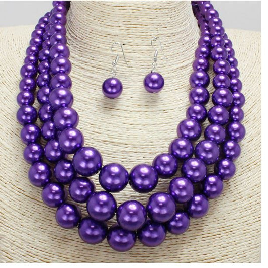 PURPLE PEARL LAYERED NECKLACE