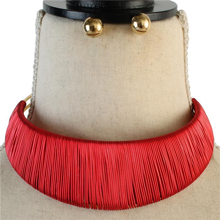 Necklace Set - Red Wire collar Choker