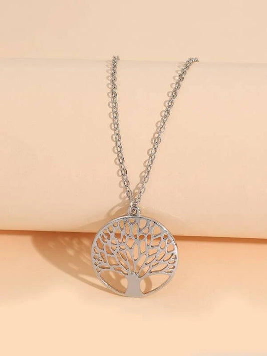 HOLLOW OUT TREE CHARM NECKLACE