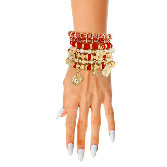 RED 7 STRAND TRAVEL BRACELETS