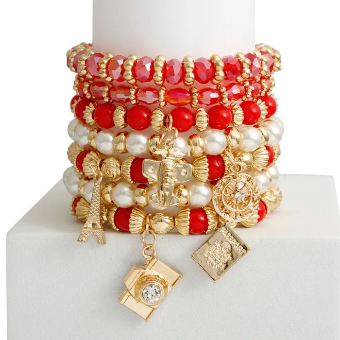 RED 7 STRAND TRAVEL BRACELETS