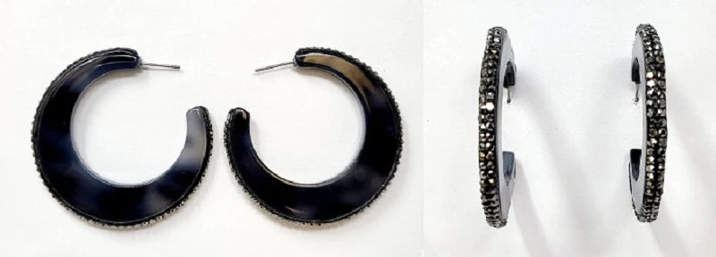 BLACK HOOP EARRINGS