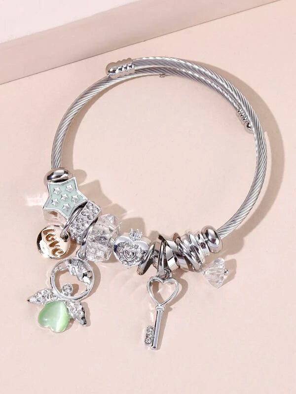 Bracelet - Silver & Lime Open back