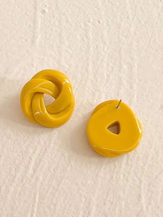 Earrings - Mustard Round Twisted