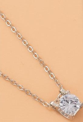 CUBIC ZIRCONIA GEOMETRIC CHARM NECKLACE