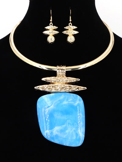 FASHION DROP BIB PENDANT NECKLACE SET