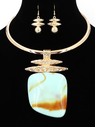 FASHION DROP BIB PENDANT NECKLACE SET
