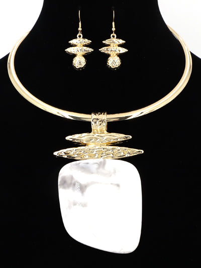 FASHION DROP BIB PENDANT NECKLACE SET