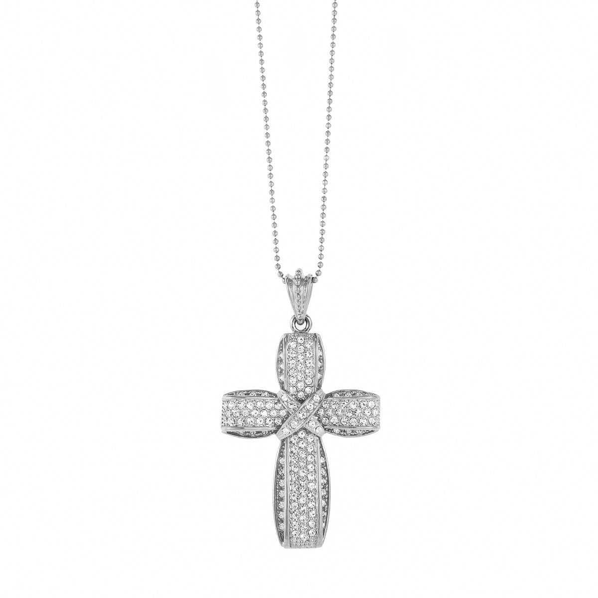 Necklace - Thankful Cross 16'-18'  Silver Bling Necklace